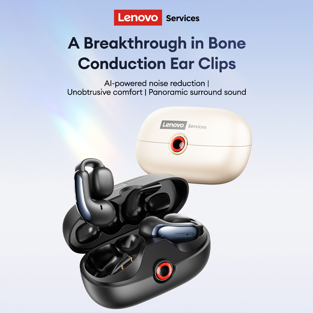Wireless Charger - Lenovo LES-108 Knochenleitung TWS Ohrclips Kopfhörer